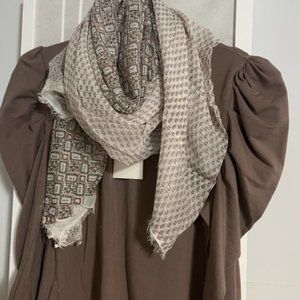 NWOT Mangrove Oversize Geometric Scarf  Beige, Cream, Grey.Shirt not included.